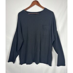 Coldwater Creek Womens Best Cotton Knit Top Black Pocket Size 1X Mature Normcore